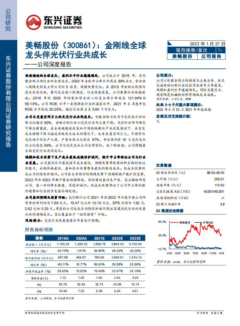 美畅股份-公司深度报告：金刚线全球龙头伴光伏行业共成长-220127.pdf 第1页