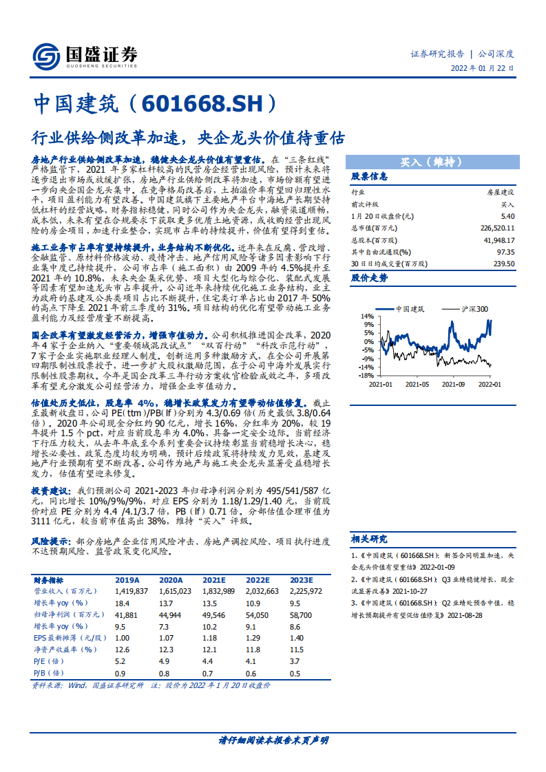 中国建筑-行业供给侧改革加速，央企龙头价值待重估-220122.pdf 第1页