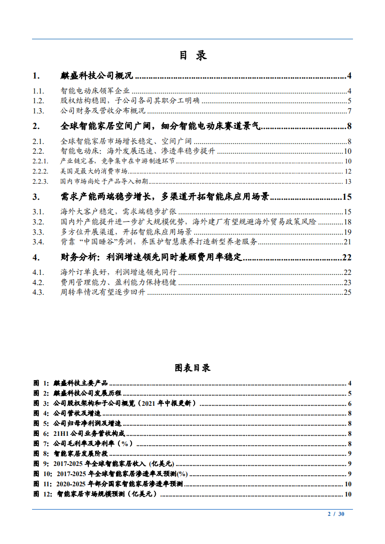 2021年全球智能家居电动床市场产业链研究及麒盛科技财务分析报告.PDF 第1页
