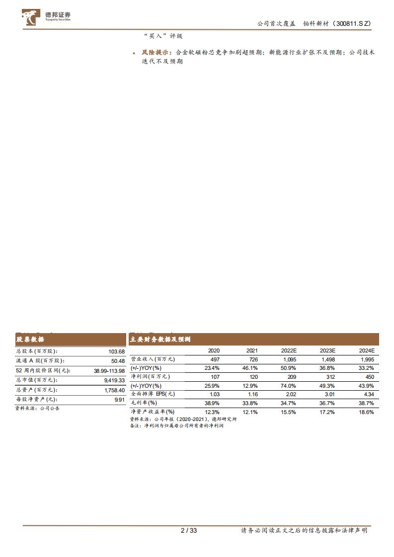 铂科新材-合金软磁粉芯快车道上超速发展的小巨人-220610.pdf 第2页