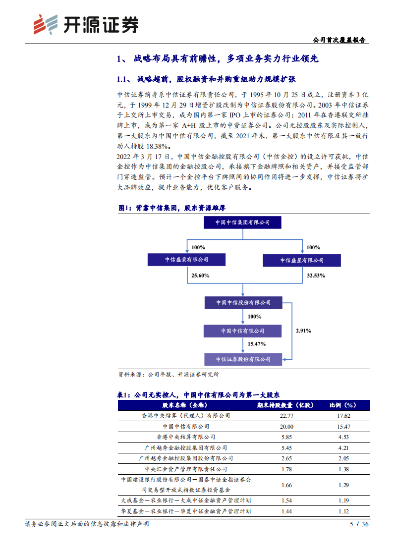 中信证券-公司首次覆盖报告：业务全面领航，龙头稀缺标的应享估值溢价-220615.pdf 第5页