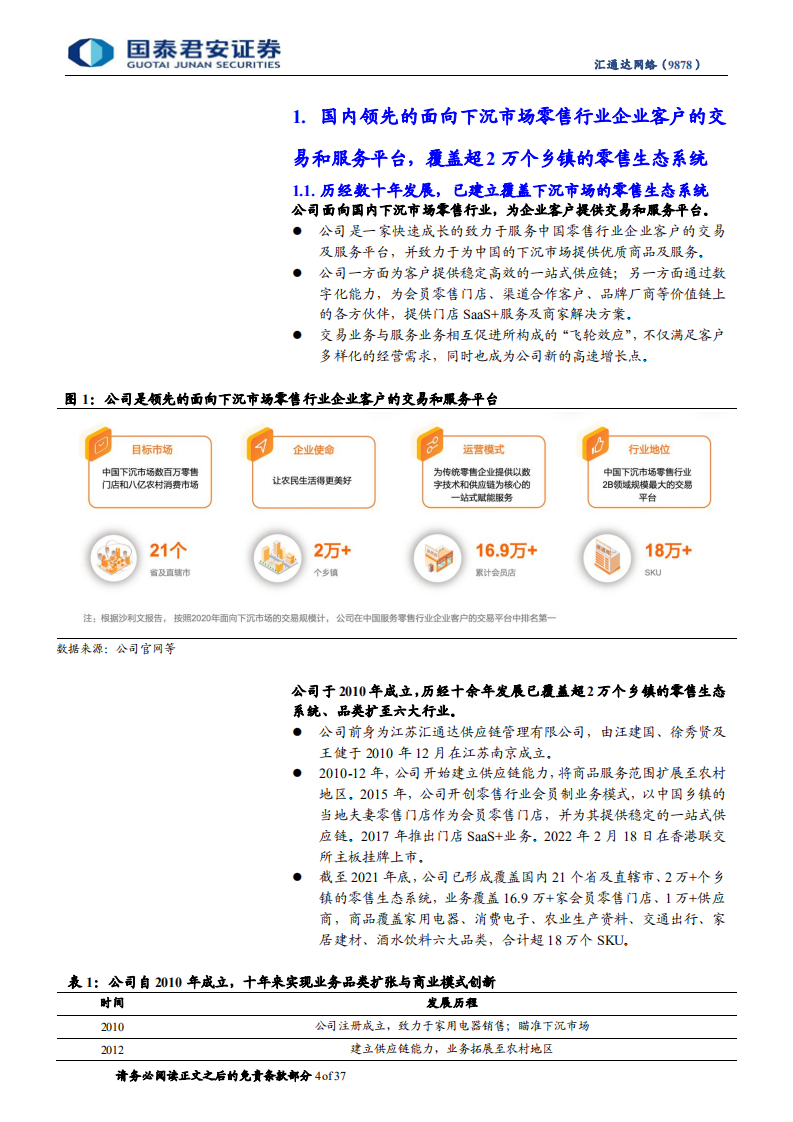 汇通达网络-首次覆盖报告：深耕下沉零售市场，全链路数字化赋能-220602.pdf 第4页