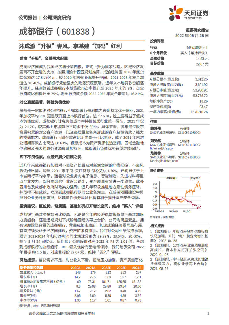 成都银行-沐成渝“升极”春风，享基建“加码”红利-220525.pdf 第1页