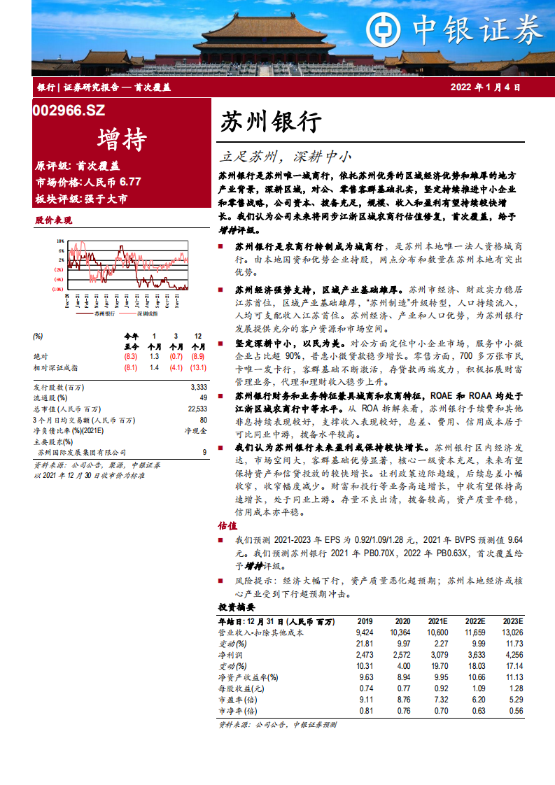 苏州银行-立足苏州，深耕中小-220104.pdf 第1页