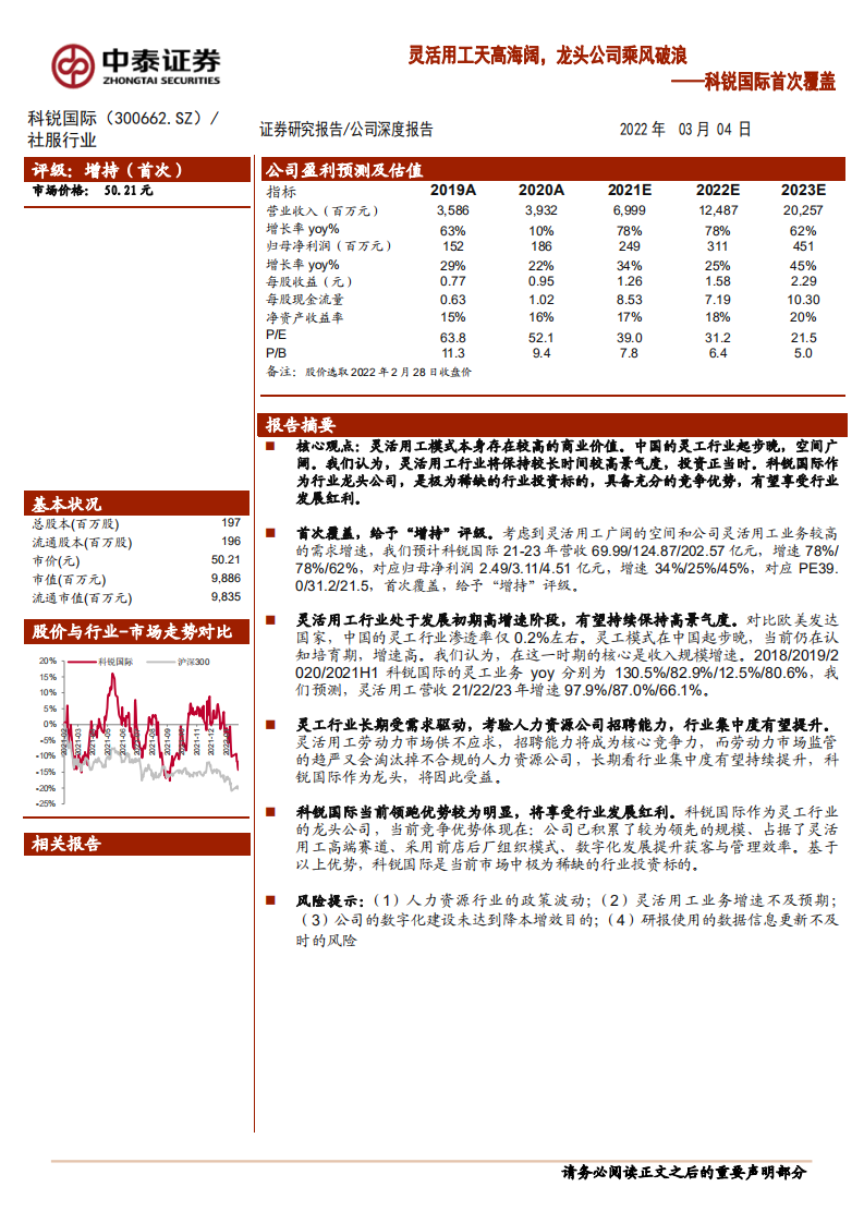科锐国际-首次覆盖：灵活用工天高海阔，龙头公司乘风破浪-220304.pdf 第1页