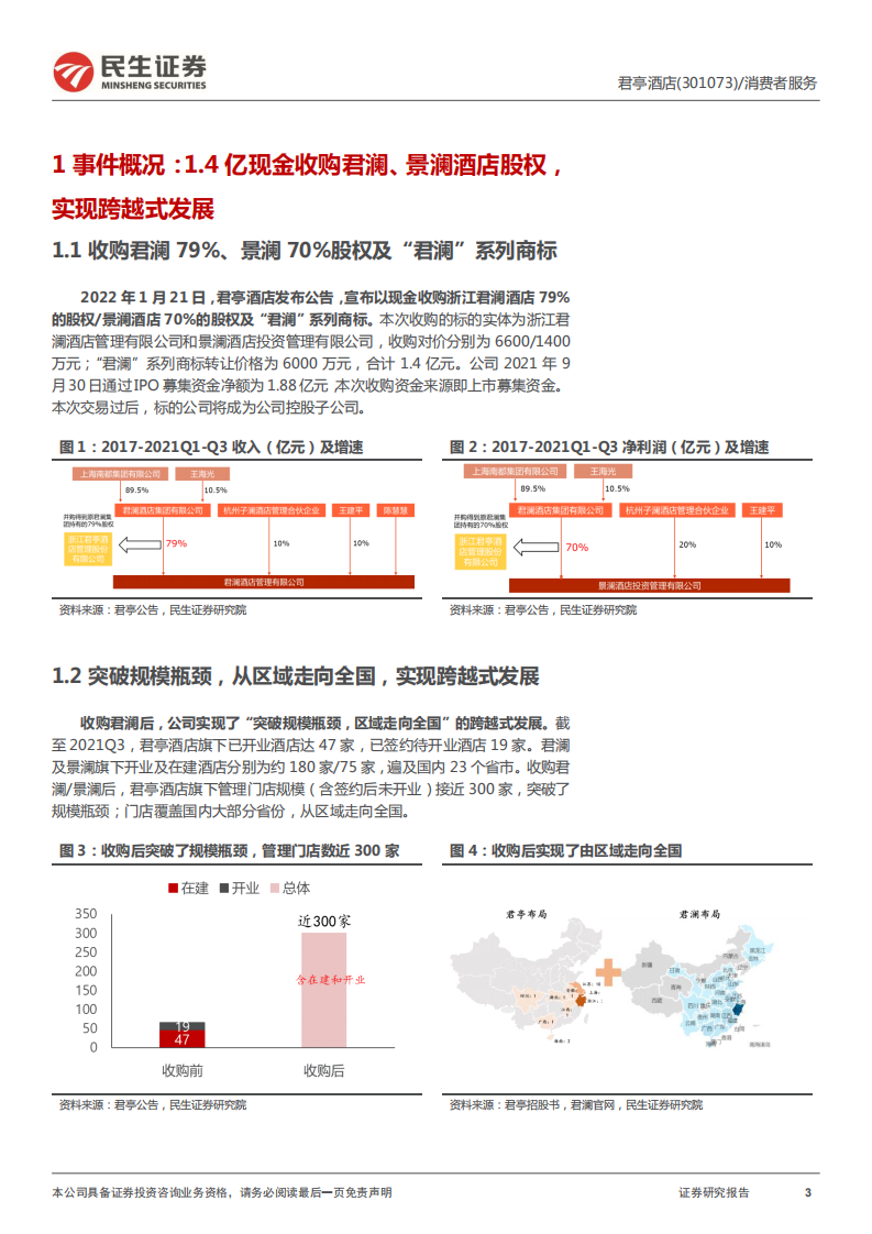 君亭酒店-购事件深度研究：从区域走向全国，中高端酒店龙头迎跨越式整合发展里程-20220123.pdf 第3页