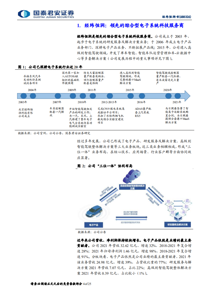 经纬恒润-首次覆盖报告：领先的综合型电子系统科技服务商-220501.pdf 第4页