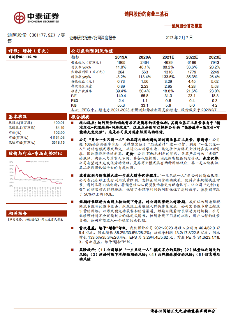 迪阿股份-迪阿股份首次覆盖：迪阿股份的商业三基石-220207.pdf 第1页