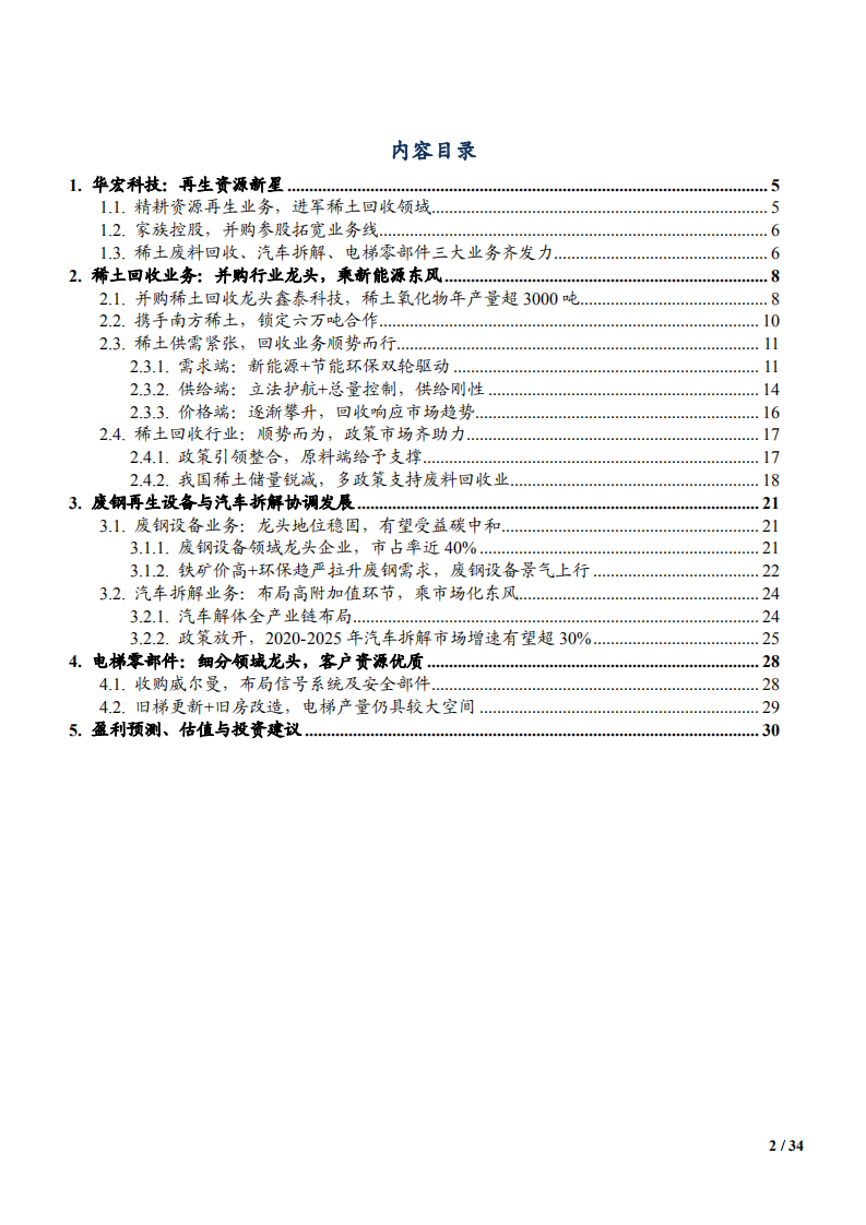2021年华宏科技公司稀土废料回收、汽车拆解、电梯零部件业务分析报告.pdf 第1页