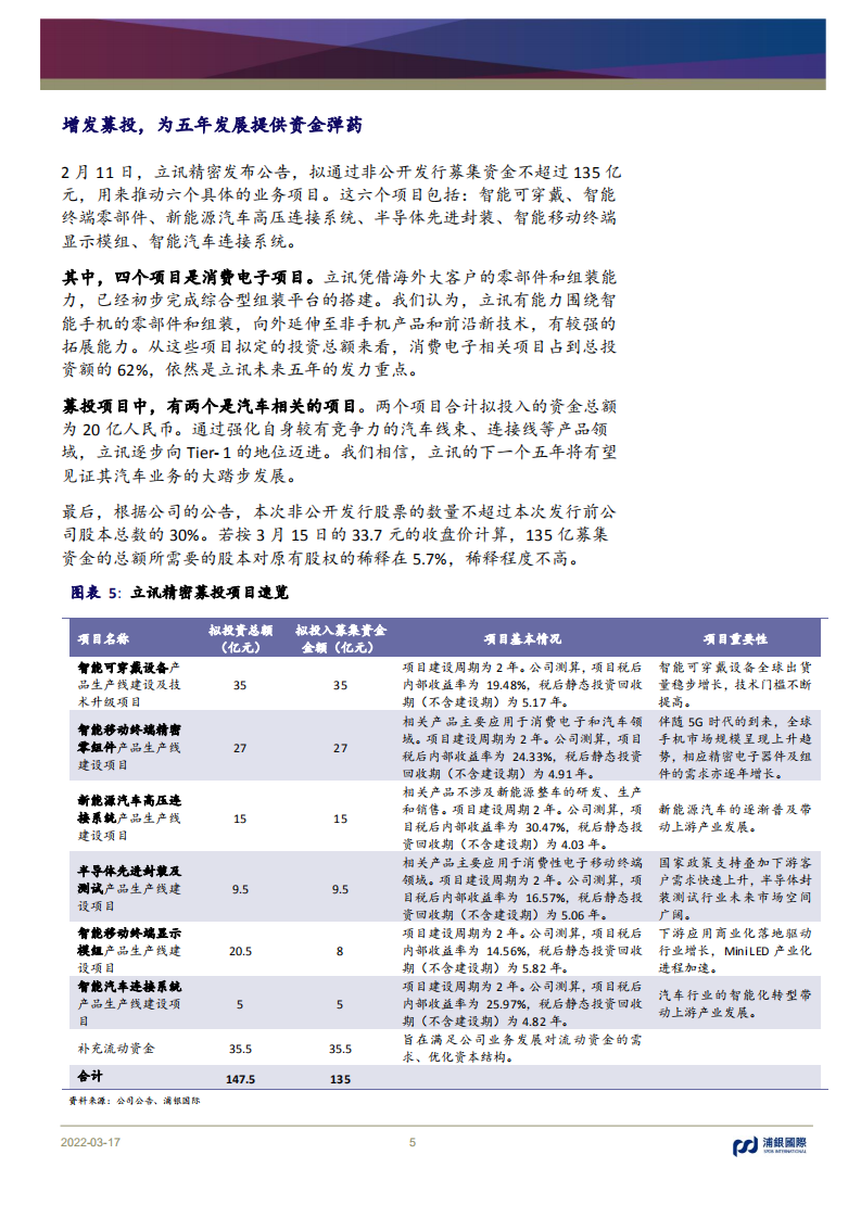 立讯精密-消费电子业务扩张无惧手机需求下滑，汽车电子支撑长期增量市场-20220317.pdf 第5页
