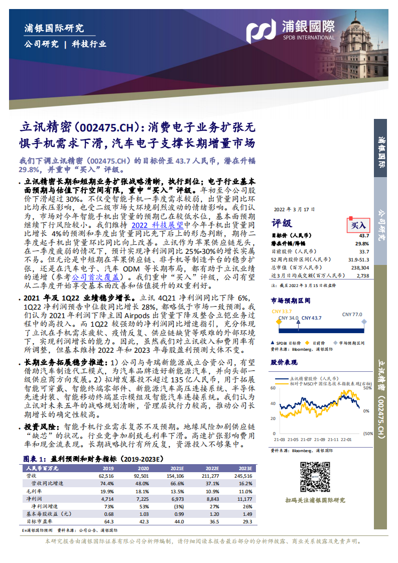 立讯精密-消费电子业务扩张无惧手机需求下滑，汽车电子支撑长期增量市场-20220317.pdf 第1页