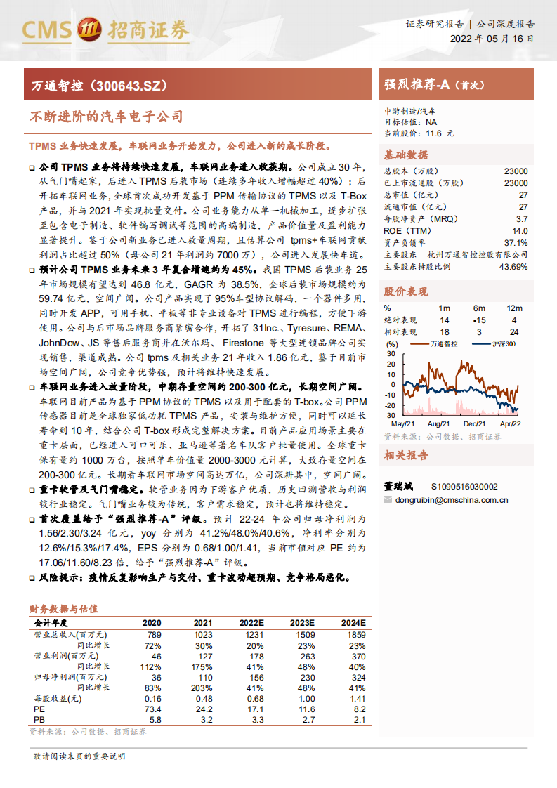 万通智控-不断进阶的汽车电子公司-220516.pdf 第1页