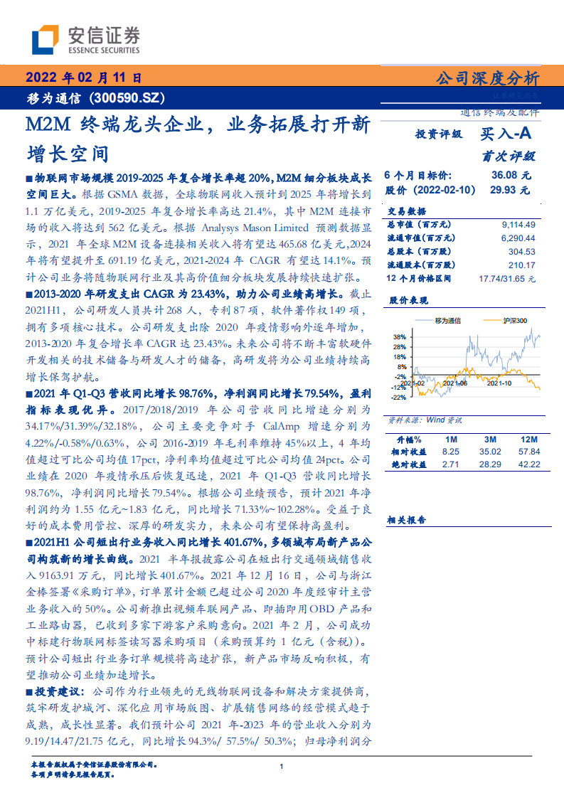 移为通信-M2M终端龙头企业，业务拓展打开新增长空间-220211.pdf 第1页