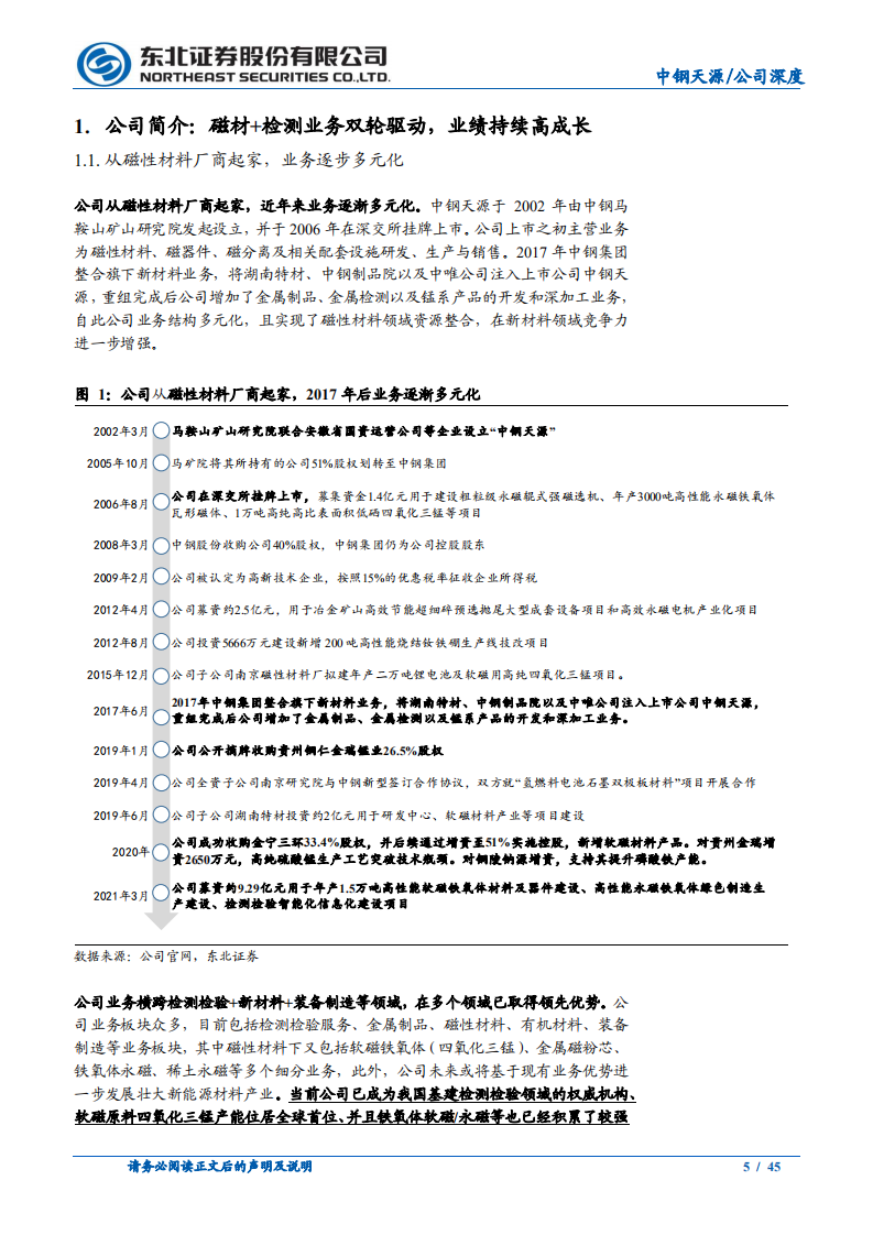 中钢天源-首次覆盖深度报告：磁材领域全面扩张，检测业务持续成长-20220418.pdf 第5页