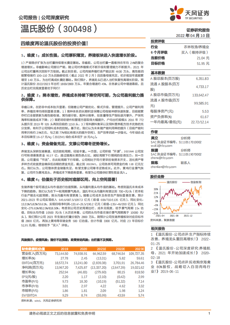 温氏股份-四维度再论温氏股份的投资价值！-220410.pdf 第1页