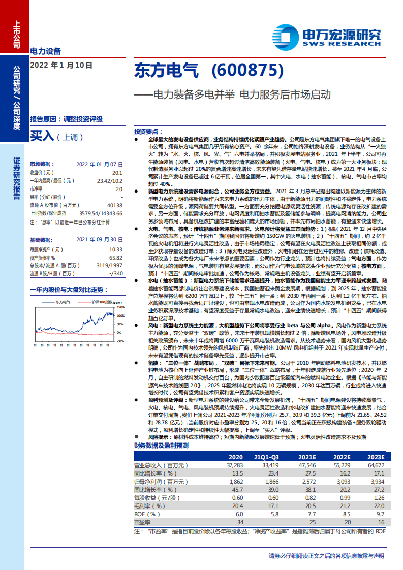 东方电气-电力装备多电并举，电力服务后市场启动-220110.pdf 第1页