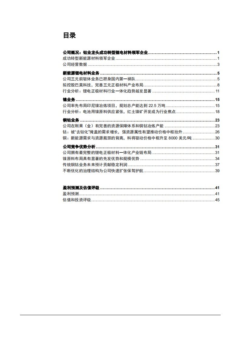 2021年华友钴业公司一体化布局与新能源锂电材料业务分析报告.pdf 第1页