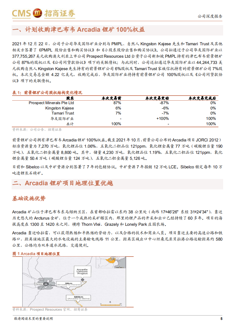 华友钴业-全资收购Arcadia锂矿，完善一体化布局-211231.pdf 第5页