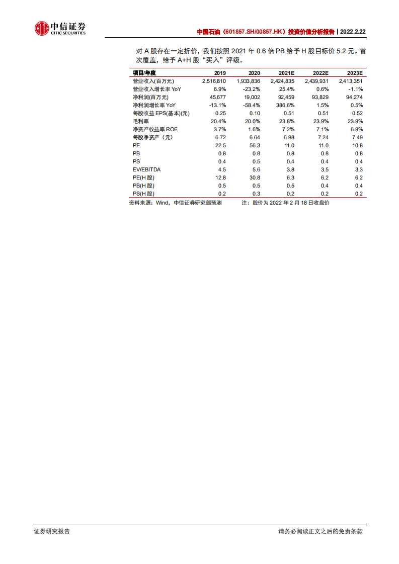 中国石油-投资价值分析报告：中高油价可持续，油气龙头盈利全面提升-20220222.pdf 第2页