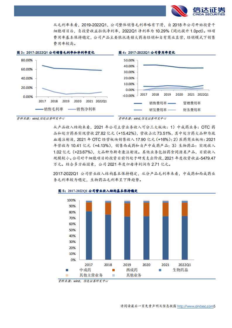九芝堂-公司首次覆盖报告：业绩稳健增长，与益丰药房合作有望提升公司及门店盈利能力-220426.pdf 第5页