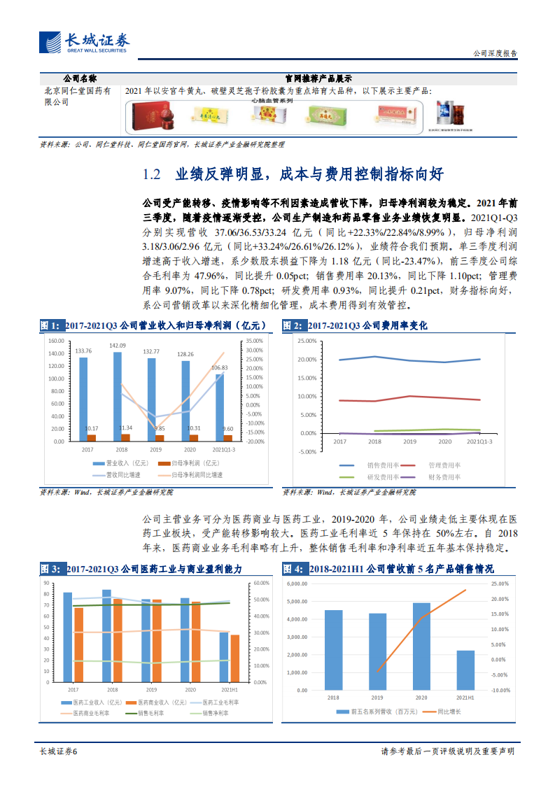 同仁堂-公司深度报告：深化营销改革推进大单品战略，药店扩张盈利能力较强-20220112.pdf 第6页