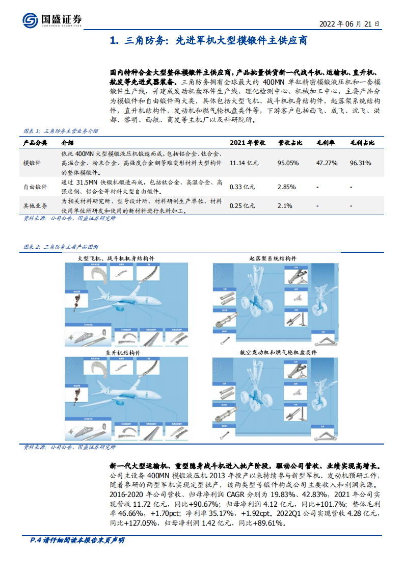 三角防务-布局军机、航空发动机等高景气赛道的锻件平台厂商-220621.pdf 第4页