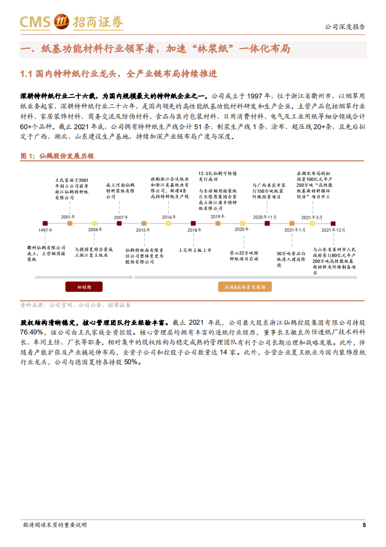 仙鹤股份-纸基功能材料行业领军者，林浆纸一体化加速推进-220602.pdf 第5页