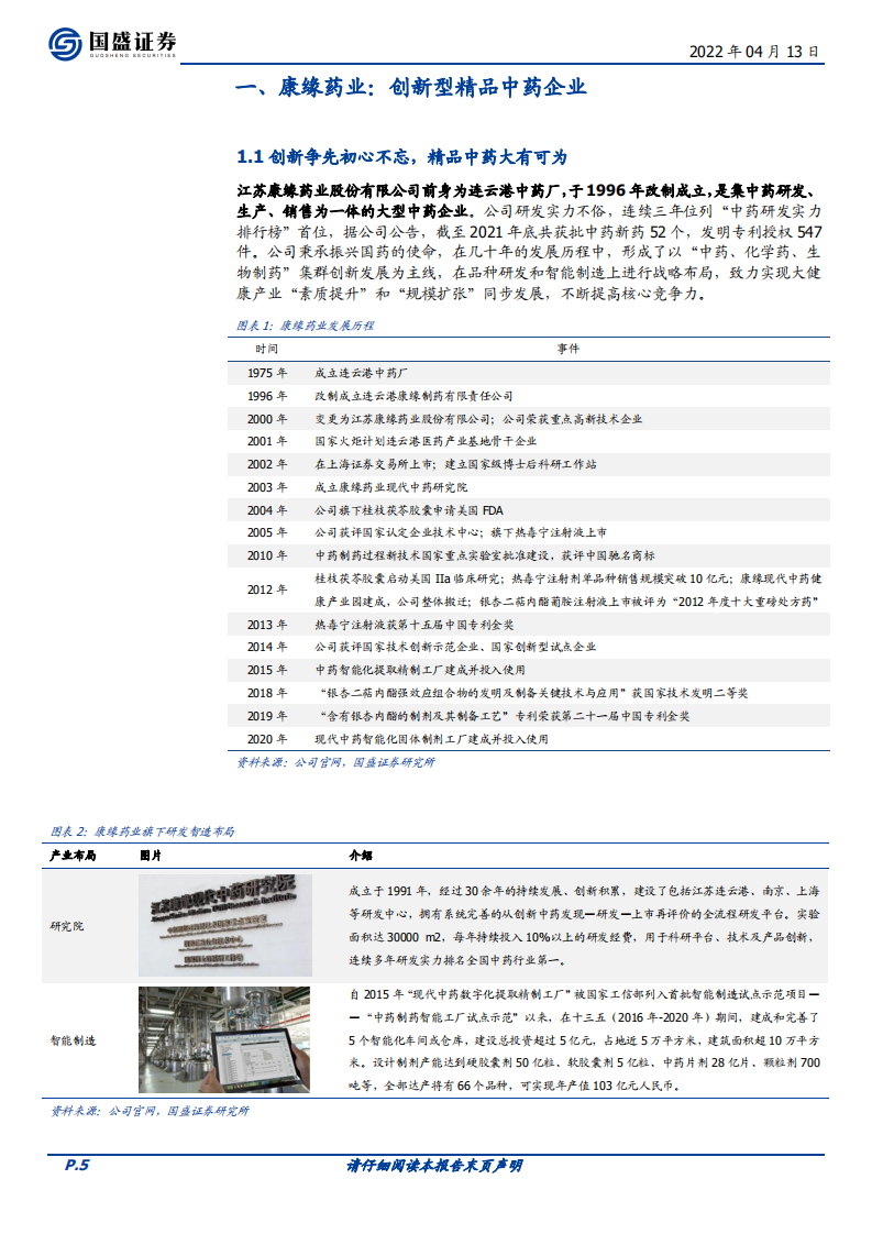康缘药业-中药创新驱动成长，困境反转腾飞在即-220413.pdf 第5页