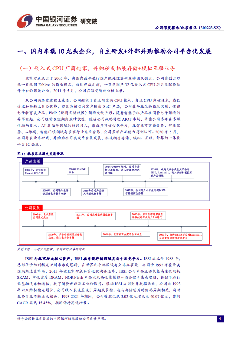 北京君正-车载存储产品发力推进，平台型厂商提升整体业务协同-220625.pdf 第4页