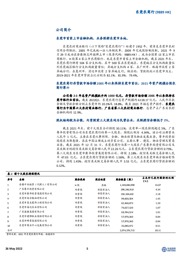 东莞农商行-非息和资产质量表现优异，净息差和成本收入比有待改善-220526.pdf 第5页