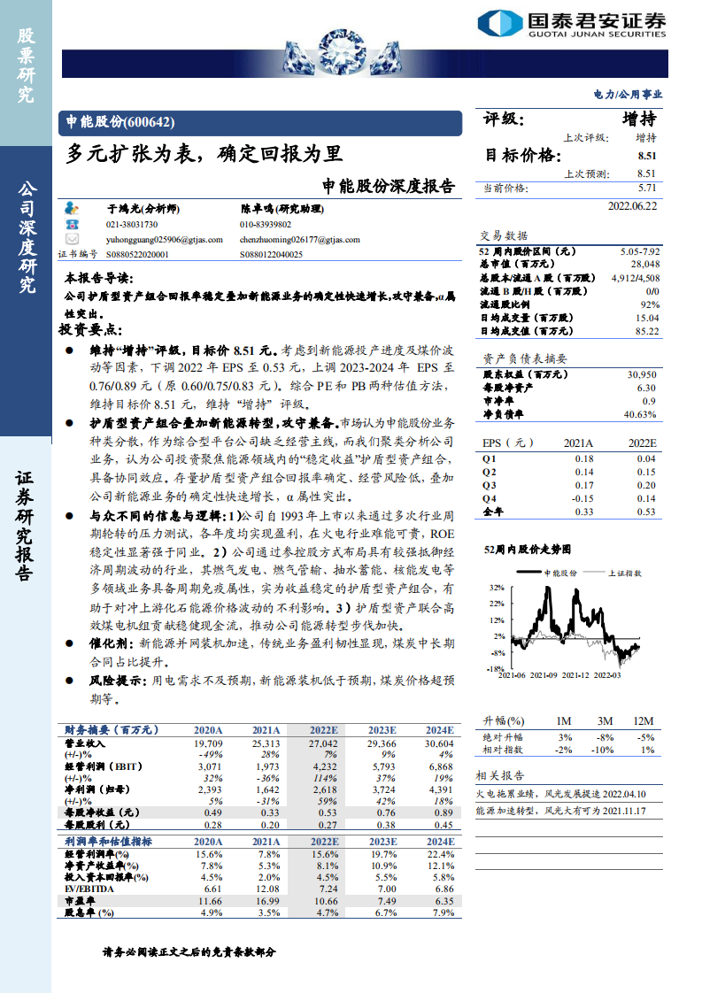 申能股份-深度报告：多元扩张为表，确定回报为里-220622.pdf 第1页