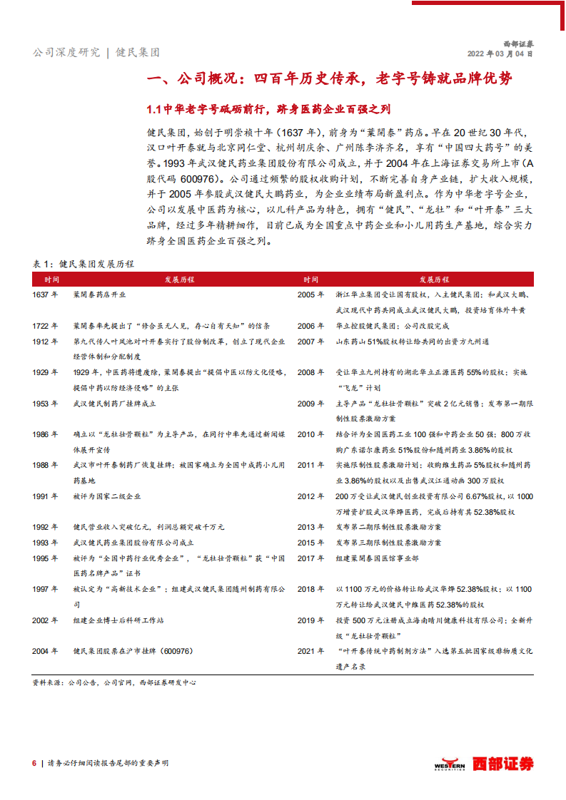 健民集团-首次覆盖报告：股权激励落地，中药消费与体培牛黄快速增长-20220304.pdf 第6页