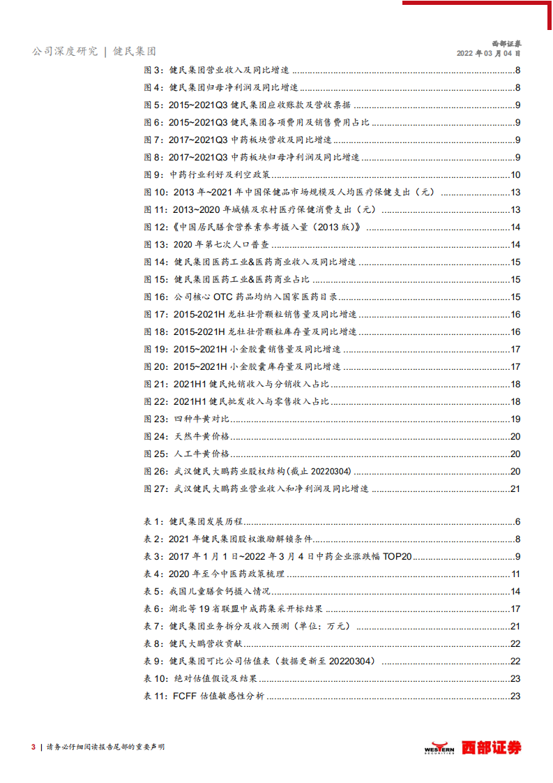 健民集团-首次覆盖报告：股权激励落地，中药消费与体培牛黄快速增长-20220304.pdf 第3页
