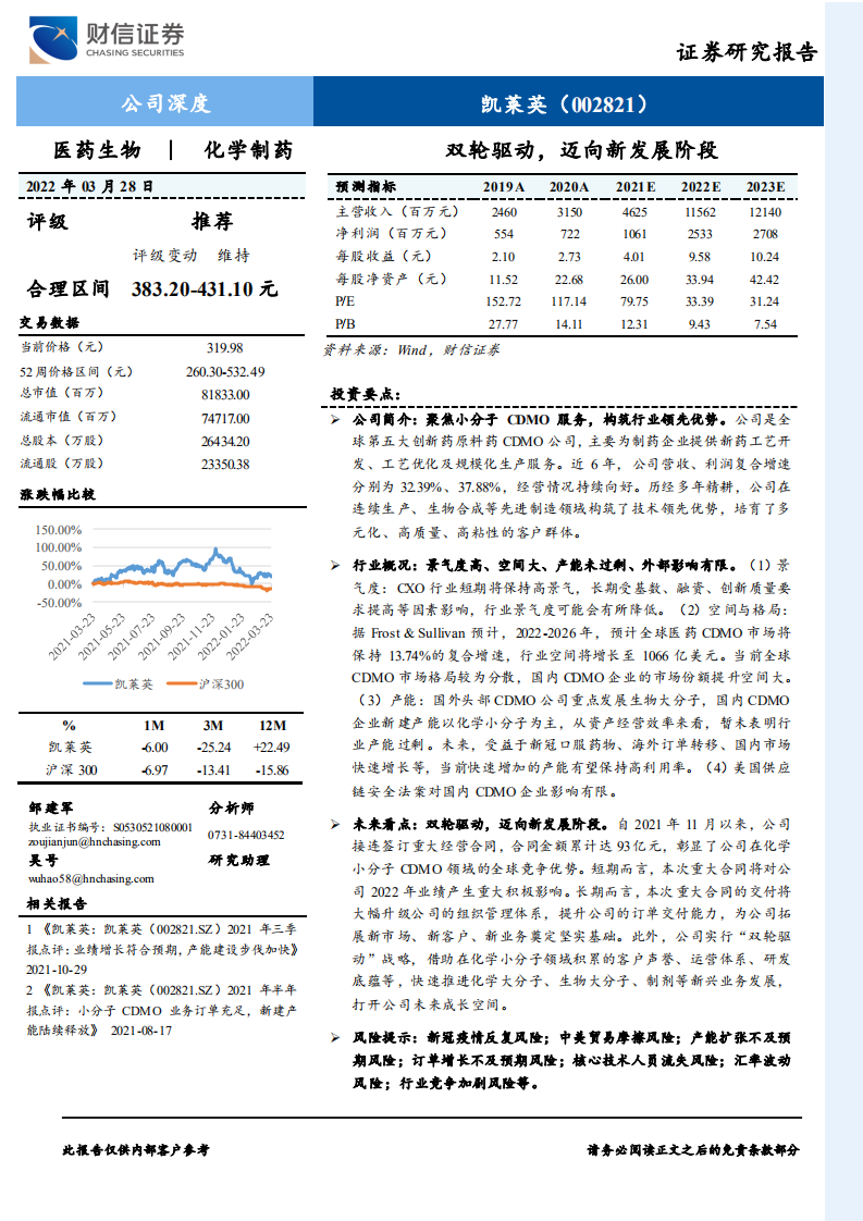 凯莱英-双轮驱动，迈向新发展阶段-220328.pdf 第1页