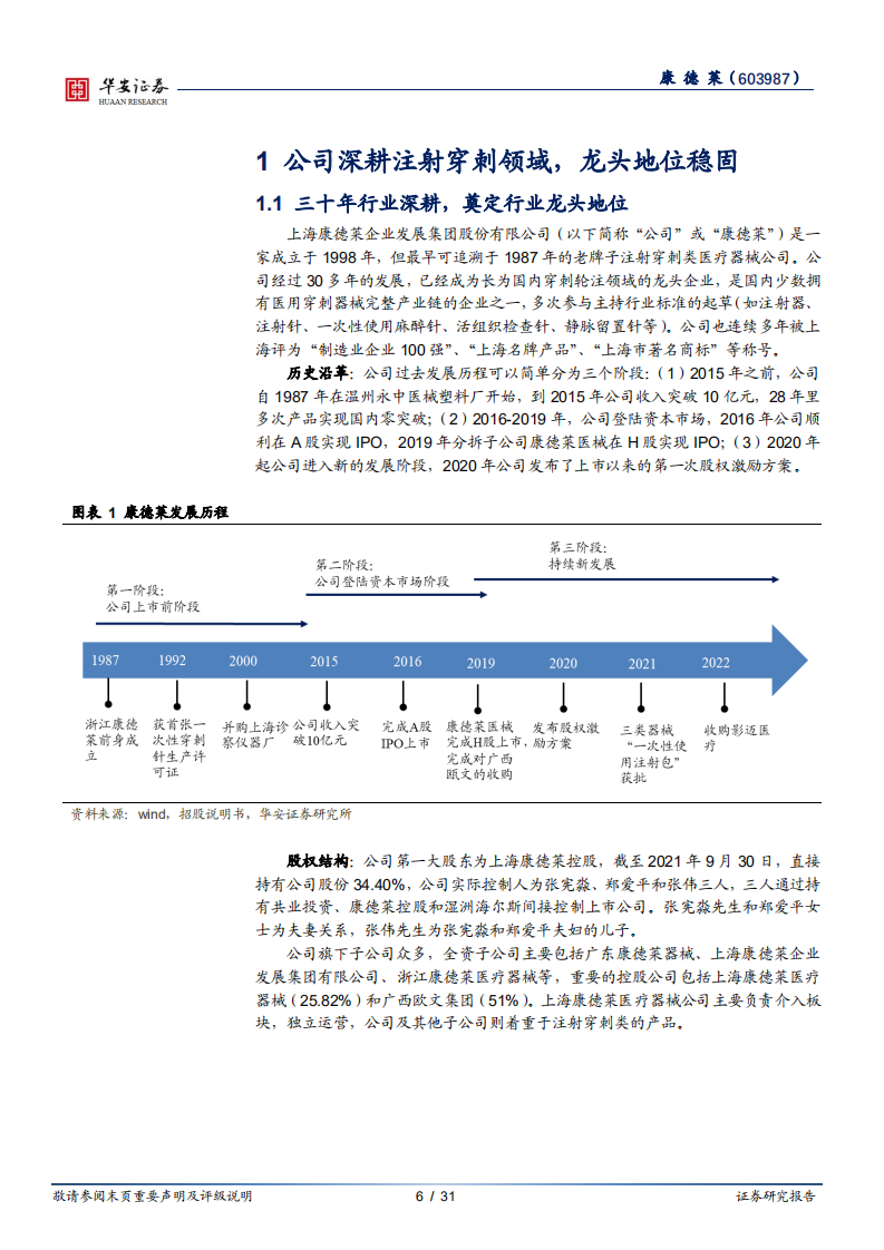 康德莱-国产注射穿刺龙头企业，产品升级加速成长-220406.pdf 第6页