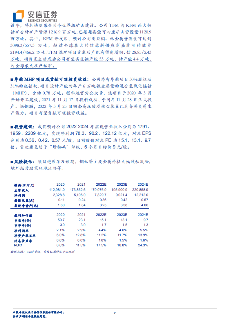 洛阳钼业-公司深度分析：专注内生突破，高质量稳健成长为世界级矿山-20220328.pdf 第2页