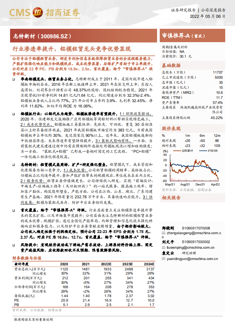 志特新材-行业渗透率提升，铝模租赁龙头竞争优势显现-220506.pdf 第1页