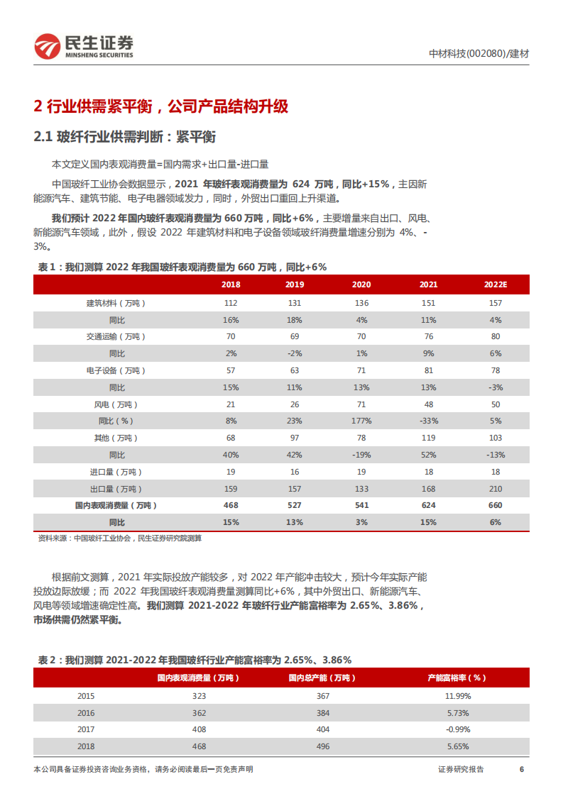 中材科技深度报告：玻纤行业供需紧平衡，锂膜需求持续高增-220608.pdf 第6页