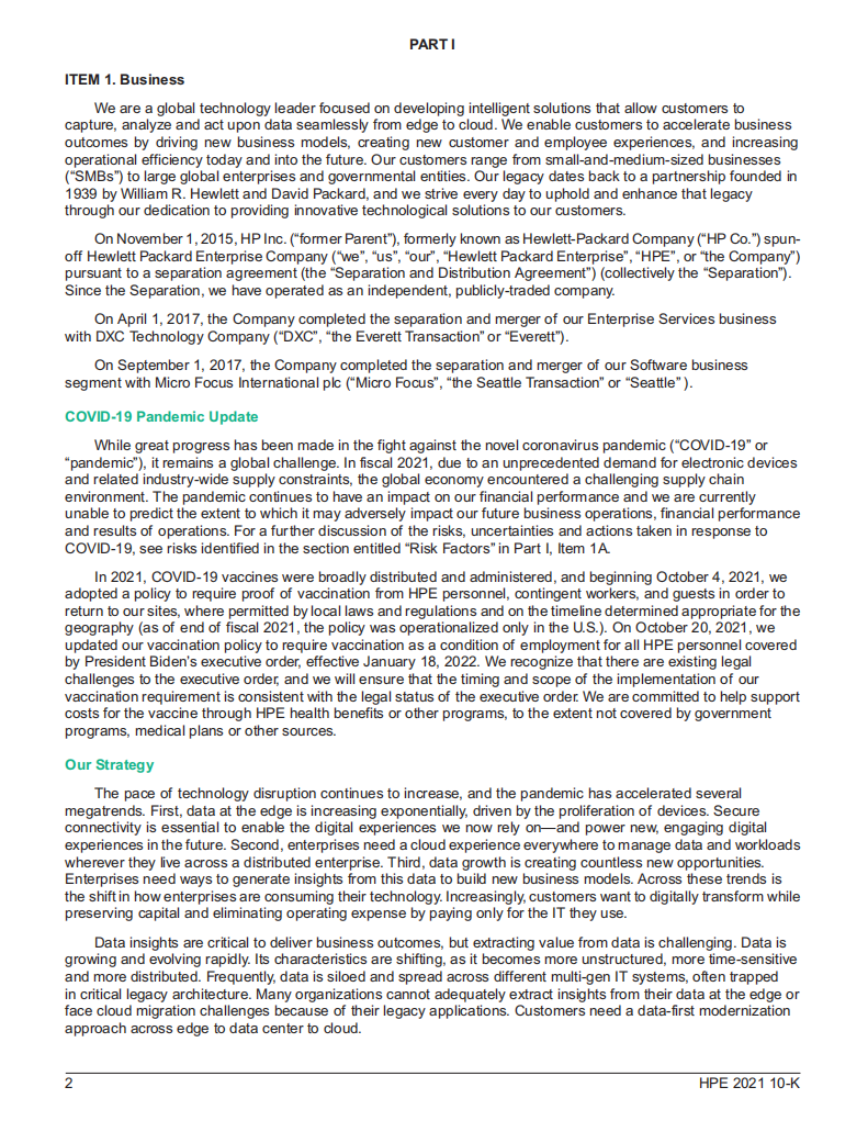 慧与公司（HEWLETT PACKARD ENTERPRISE）2021年年度报告（英文版）.pdf 第4页