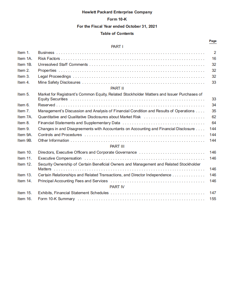 慧与公司（HEWLETT PACKARD ENTERPRISE）2021年年度报告（英文版）.pdf 第2页
