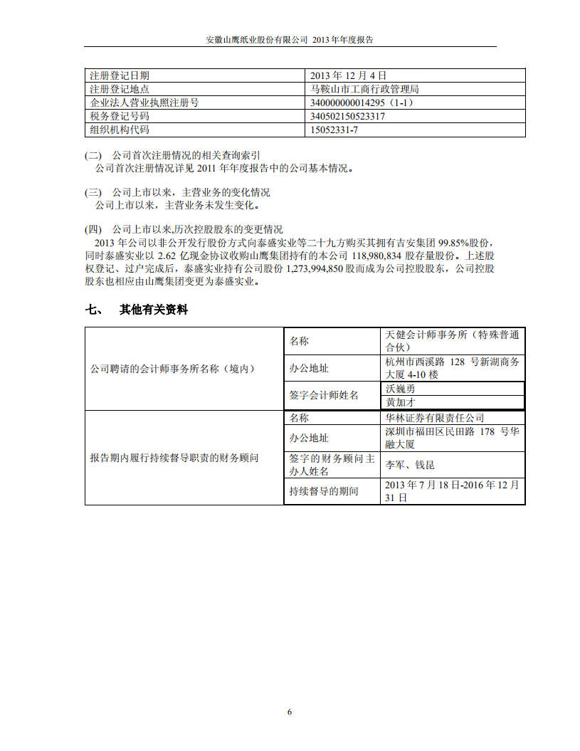 安徽山鹰纸业股份有限公司2013年年度报告.PDF 第6页