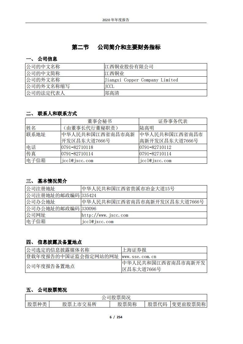 江西铜业股份有限公司2020年年度报告.PDF 第6页