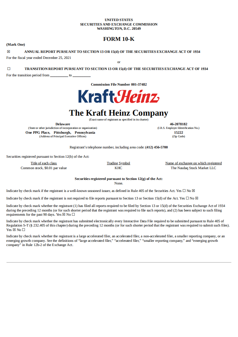 卡夫亨氏公司（KRAFT HEINZ）2021年年度报告（英文版）.pdf 第1页