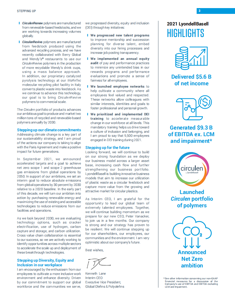 利安德巴塞尔工业公司（LYONDELLBASELL INDUSTRIES）2021年年度报告（英文版）.pdf 第3页