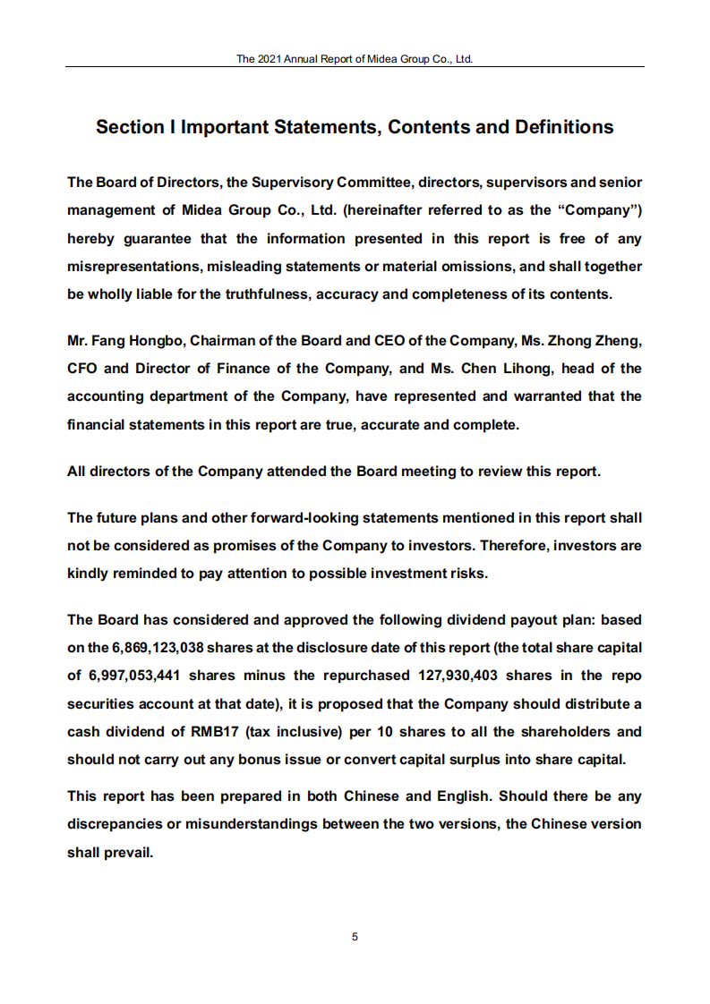 美的集团股份有限公司（MIDEA GROUP）2021年年度报告（英文版）.pdf 第5页