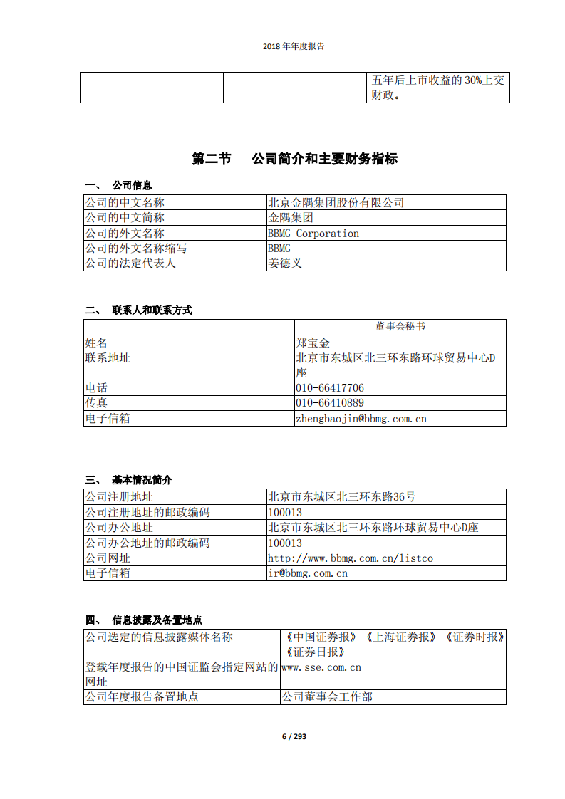 北京金隅集团股份有限公司2018年年度报告.PDF 第6页