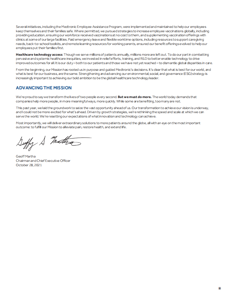 美敦力公司（MEDTRONIC）2021财年年度报告（英文版）.pdf 第4页