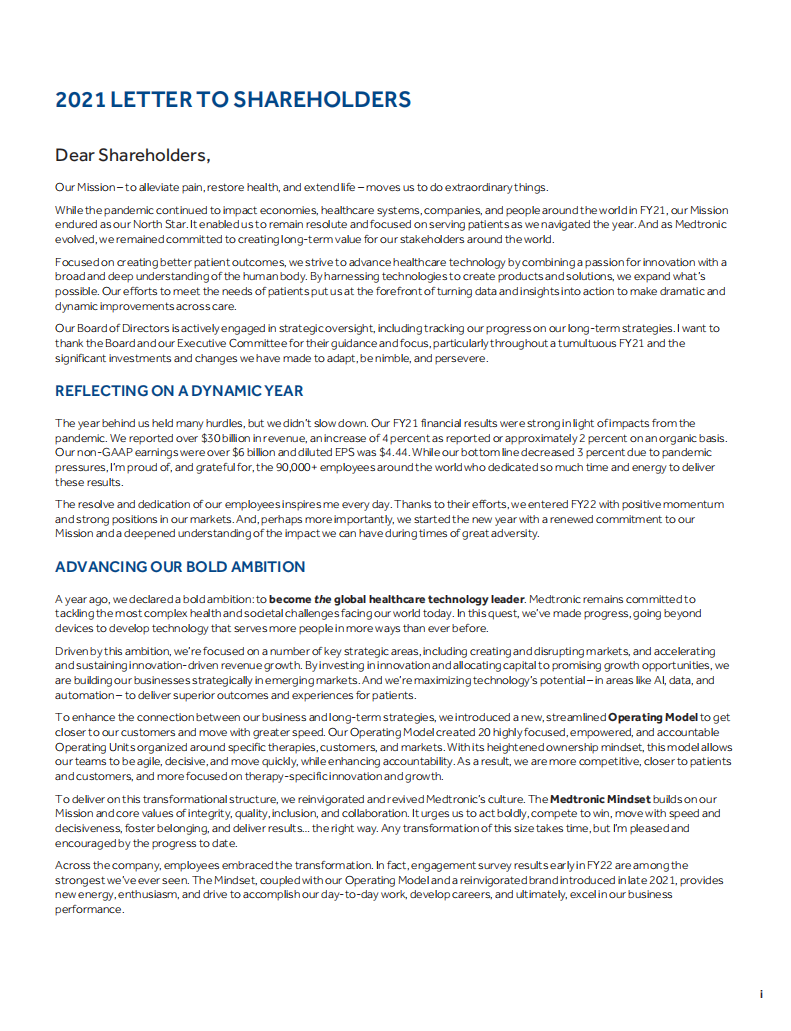 美敦力公司（MEDTRONIC）2021财年年度报告（英文版）.pdf 第2页