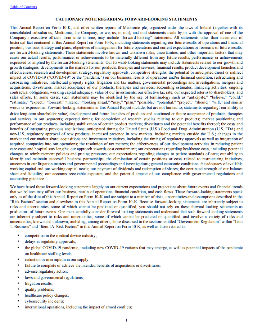 美敦力公司（MEDTRONIC）2022财年年度报告（英文版）.pdf 第4页