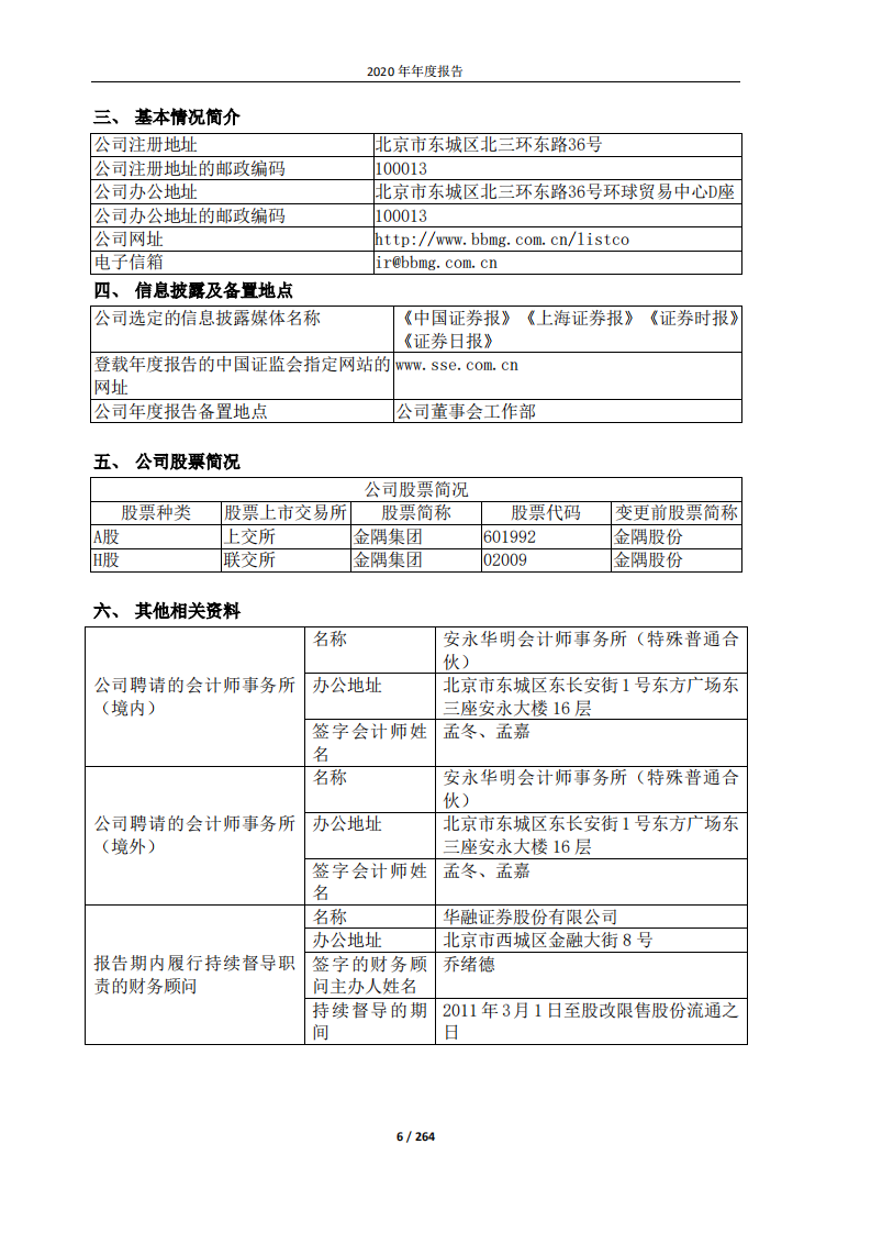 北京金隅集团股份有限公司2020年年度报告.PDF 第6页